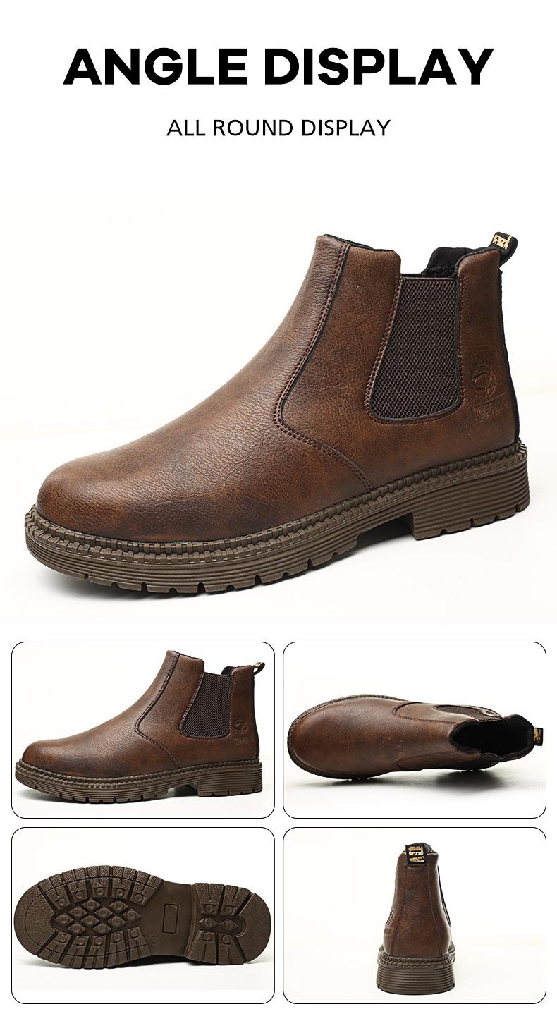 Splash-proof Smash-proof Puncture-proof Breathable Safety Shoes Lightweight Steel Toe Brown Non-slip Work Shoes for Women Footwear Bridal SpringStatements