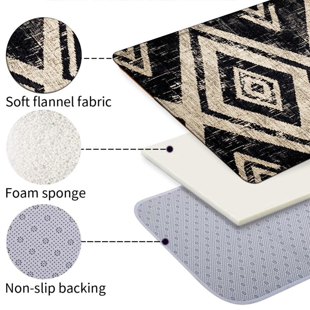 1PC， Black and White Diamond Geometry Patterned strip rugs, home décor, bathroom mats, entryway mats, bathroom non-slip mats, indoor entrance rugs, bedroom bedside mats, kitchen mats, hallway rugs, flannel sponge rugs, hallway runner rugs