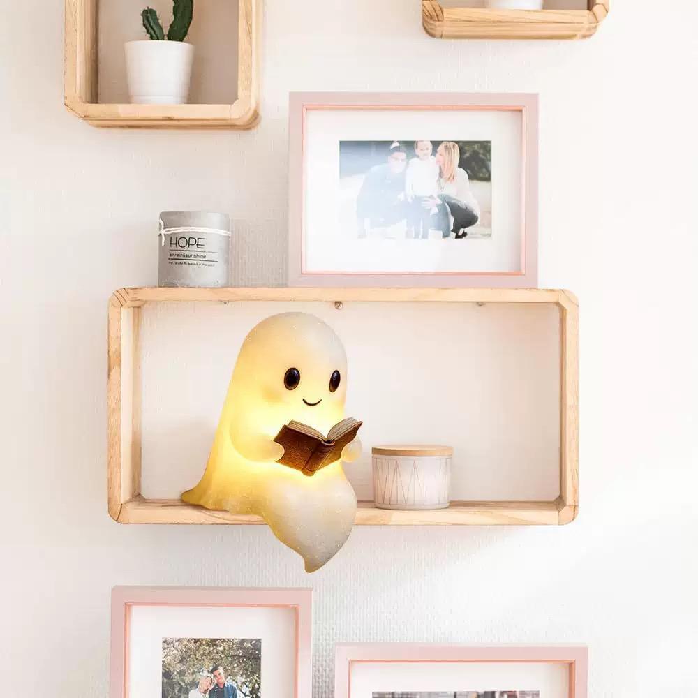Cute Halloween Ghost Reading LED Night Light, Ambient Night Lights, Perfect for Holiday Decorations and Gifts, Ideal for Spooky Atmosphere at Home, Decorative Use