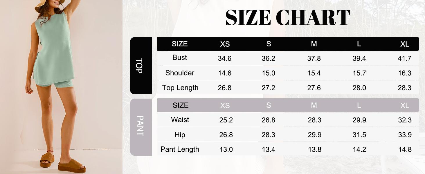 SCUSTY Women's 2 Piece Outfits Summer Knit Sweater Set Sleeveless Tunic Top Matching Shorts Trendy Beach Vacation Sets Loungesetwomen Suits Clothes Womenswear  Basic Beige