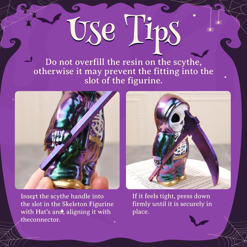 Grim Reaper Skull Resin Molds with Scythe,Funny Skull Silicone Molds for Resin, 3D Skeleton Epoxy Resin Molds for DIY Halloween Decorations & Gothic Spooky Figurine,Gifts