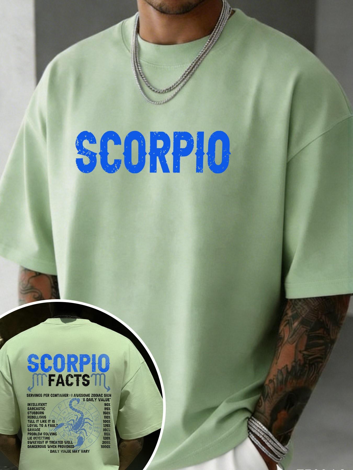 Scorpio Zodiac Facts Funny Slogan T-Shirt, Casual Loose-Fitting Top, Unisex Oversize Tee, Random Print, Short Sleeve, No Collar