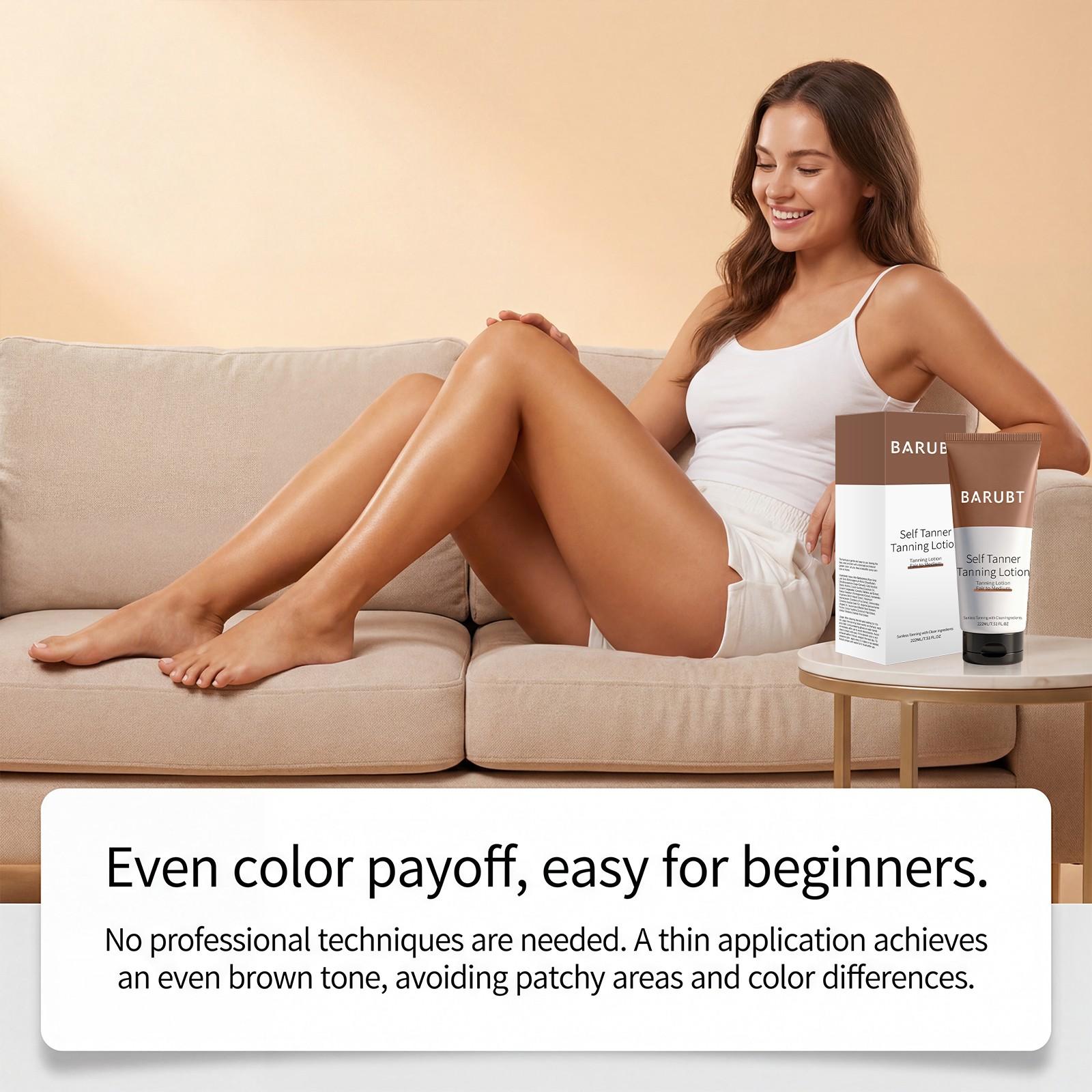 Self Tanner Moisturizing Lotion, Alcohol-Free, No Residue, Quick-Dry, Natural Tan Effect, Suitable for All Light Skin Tones, Instant Bronze Glow，Best Gradual Natural Bronzed Sunless Hydrating Streak Free Tanning