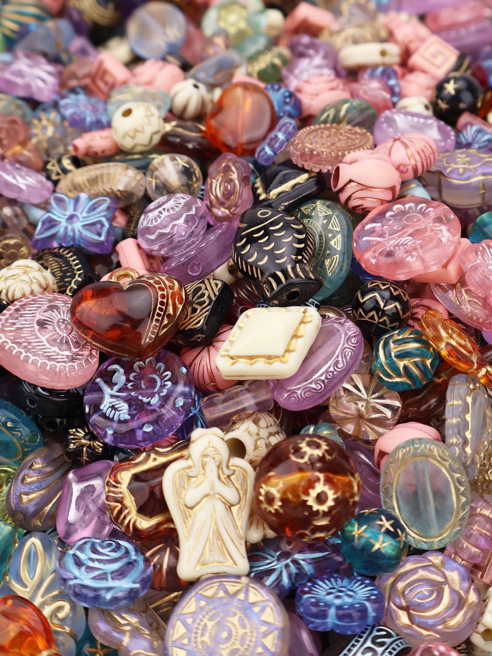 Vintage Acrylic Baroque Beads, Czech Style, Luxury Shiny Beads for DIY Accessories & Phone Straps, DIY Beading Accessories, All Seasons Fashion