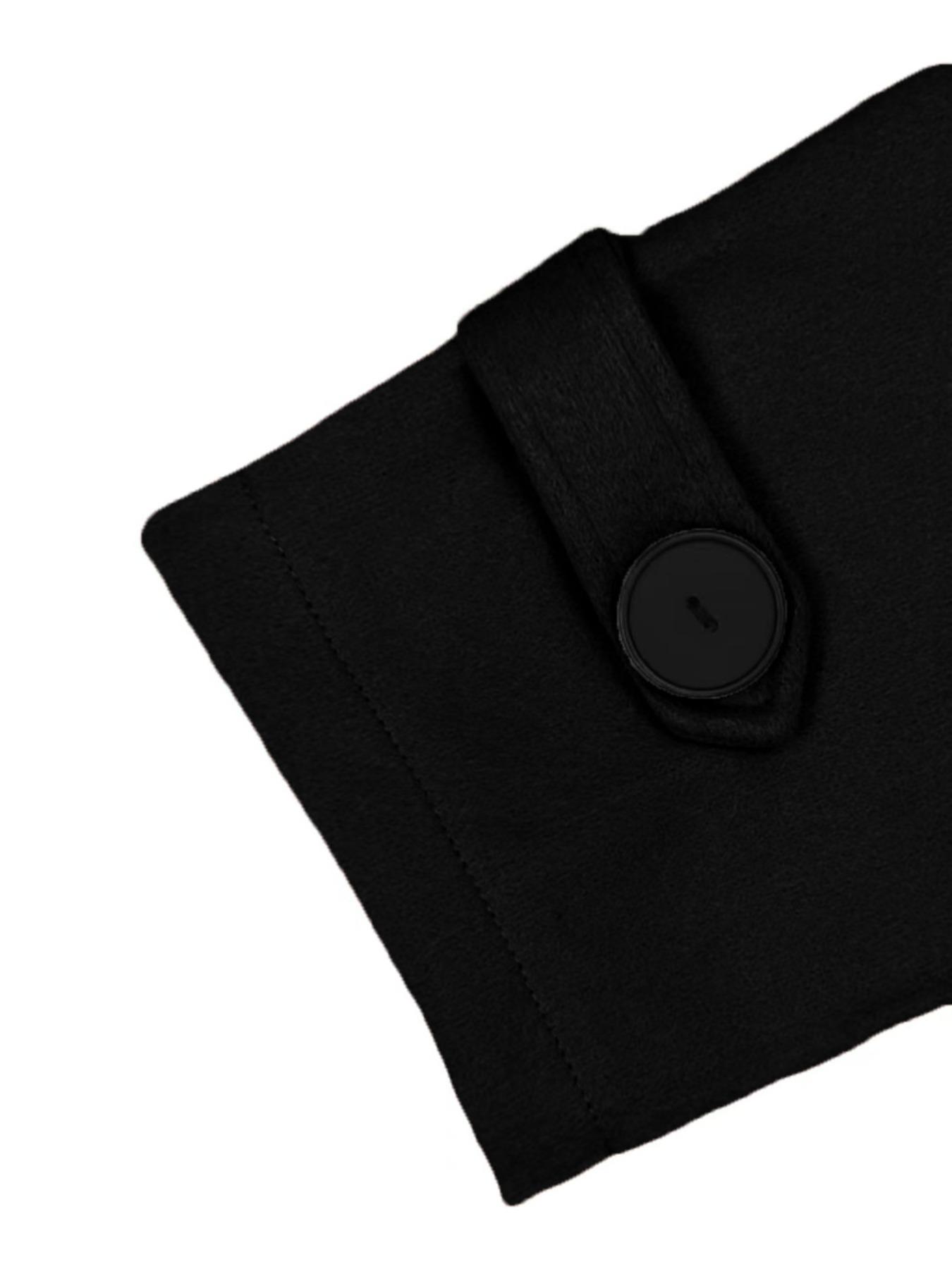 Women's Fitted Solid Color Lapel Long Sleeve Casual Chic Fashion Woolen Coat, Fall Winter Long Line Double Buttoned Overcoat, Ladies Outerwear