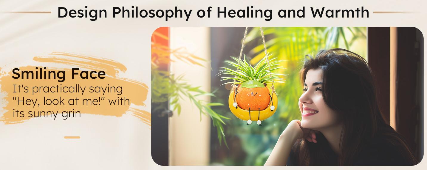 Cute Hanging Plant Pots: Planter Gift for Plant Lover - Swinging Smiley Succulent Ceramic Pot with Drainage Hole for Indoor Outdoor Christmas Gift Cute Hanging Plant Pots: Planter Gift for Plant Lover - Swinging Smiley Succulent Ceramic Pot with Drainage Hole for Indoor Outdoor Christmas Gift