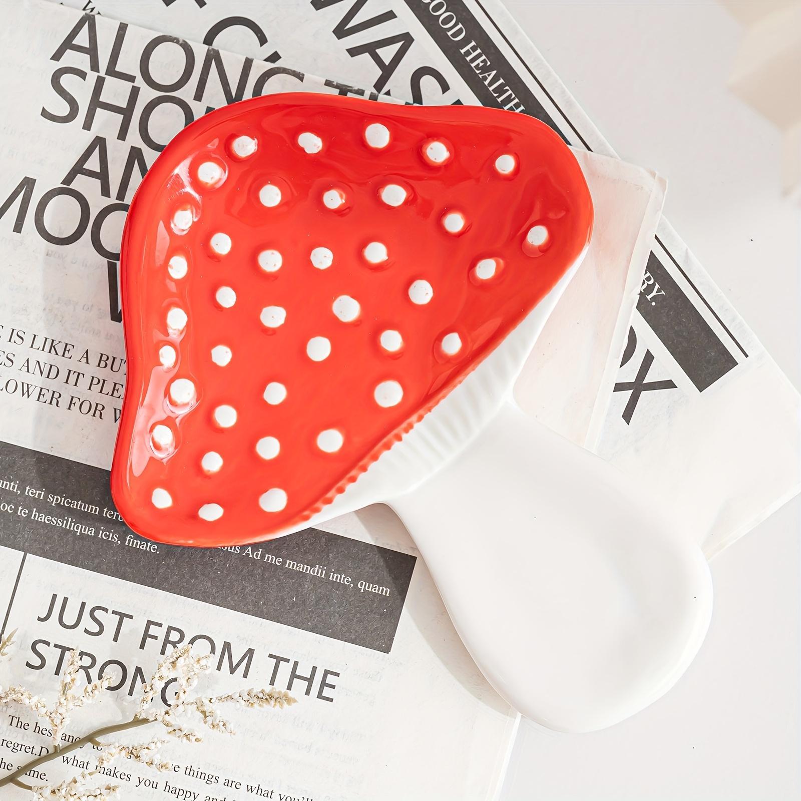 1pc Ceramic Mushroom Shaped Spoon Holder, Cute and Durable, Suitable for Stove Top and Kitchen Countertop, Tool Holder for Soup Spoon, Coffee Spoon, Spatula Holder and Cutlery Holder