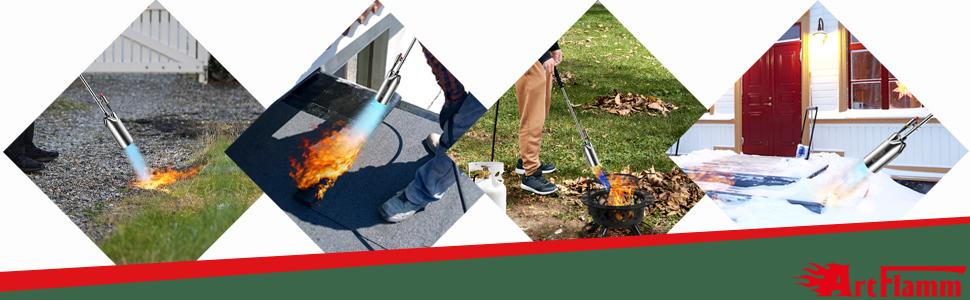Portable Propane Torch Weed Burner Kit with Storage Bag, High Output BTUs Weed Torch with 10 FT Hose, Self Igniter Weed Flame Torch for Campfires,Roofing,Melting Snow and Ice,Road Marking
