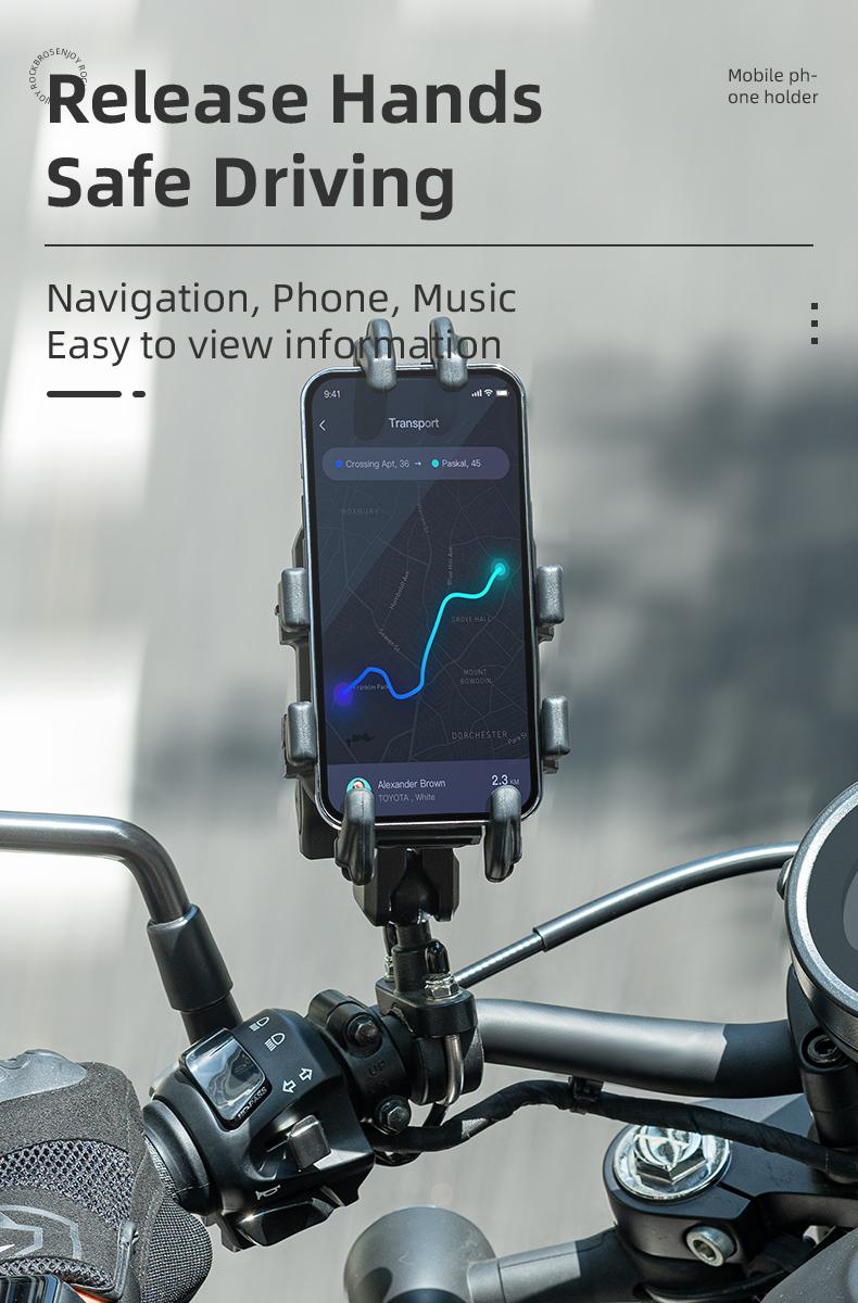 ROCKBROS Motorcycle Bike Phone Mount with Vibration Dampener for 4.7''-7.1'' Phones, Universal Motorcycle Handlebar Mount Phone Holder