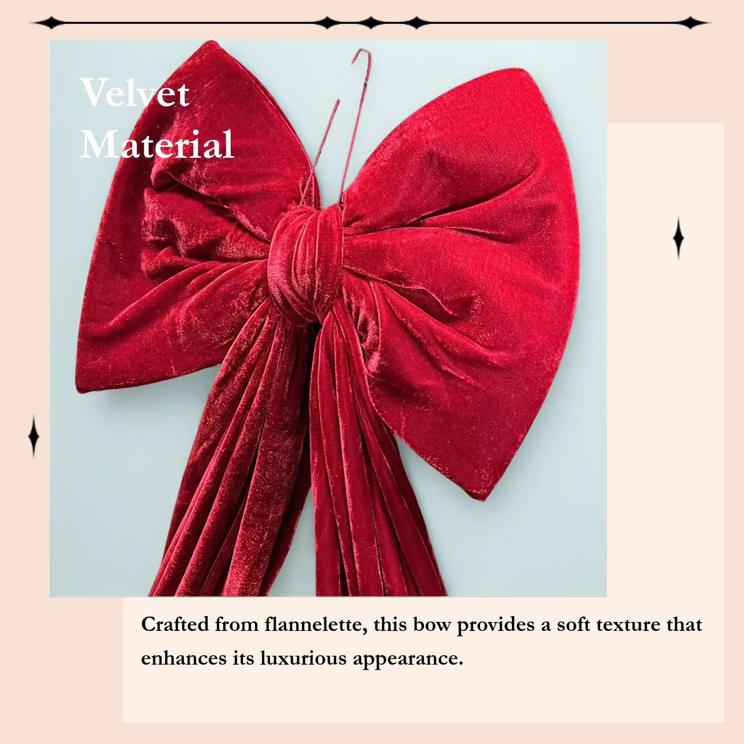 1 Valentine's Day Home Decor Bow Large Red Christmas Tree Top Velvet Bow Valentine's Day Ornament Christmas Wreath Bow for Family Gatherings, Weddings, Cars and Festive Decorations