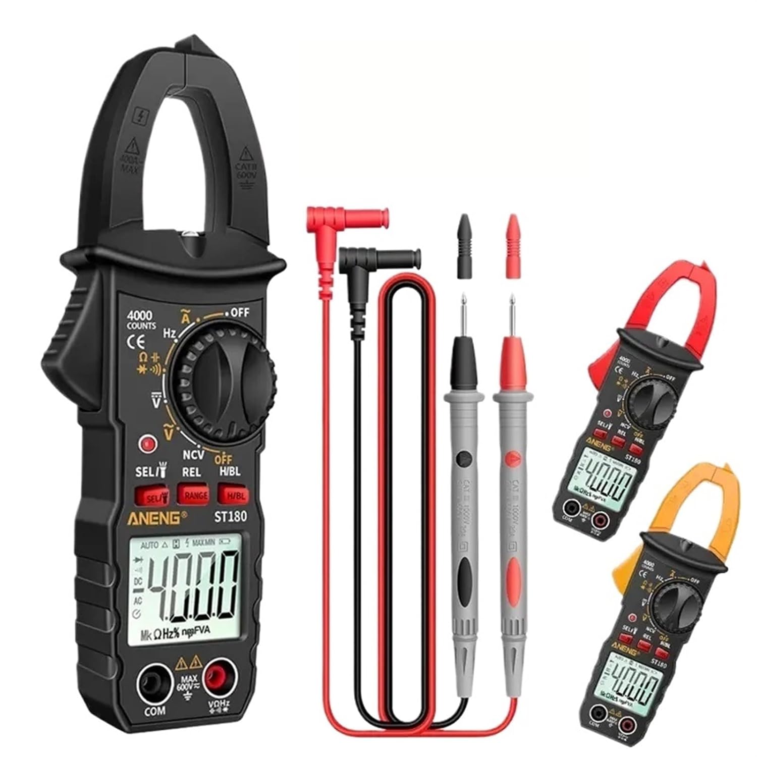 Digital Clamp Meter St180 4000 Counts, Multimeter Clip Voltmeter Ac Dc Voltage Current Tester, Universal Instrument Test Tool
