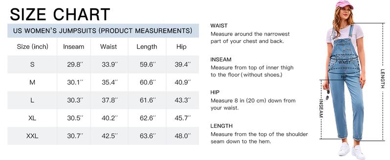 Goranbon Women's Casual Denim Overalls Adjustable Straps Jeans Pants Jumpsuits with Pockets