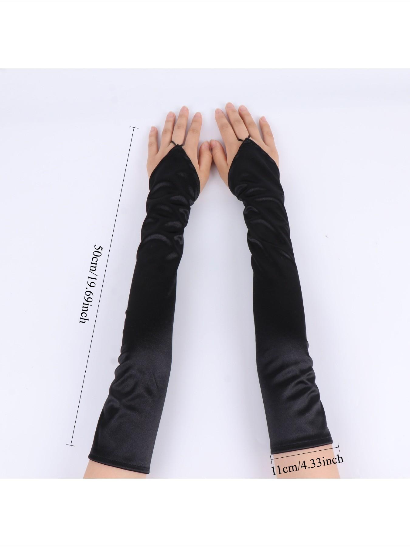 Elasticated Long Satin Gloves for Wedding, Performance, Dance Events, Elegant Accessories, Perfect for Formal Wear