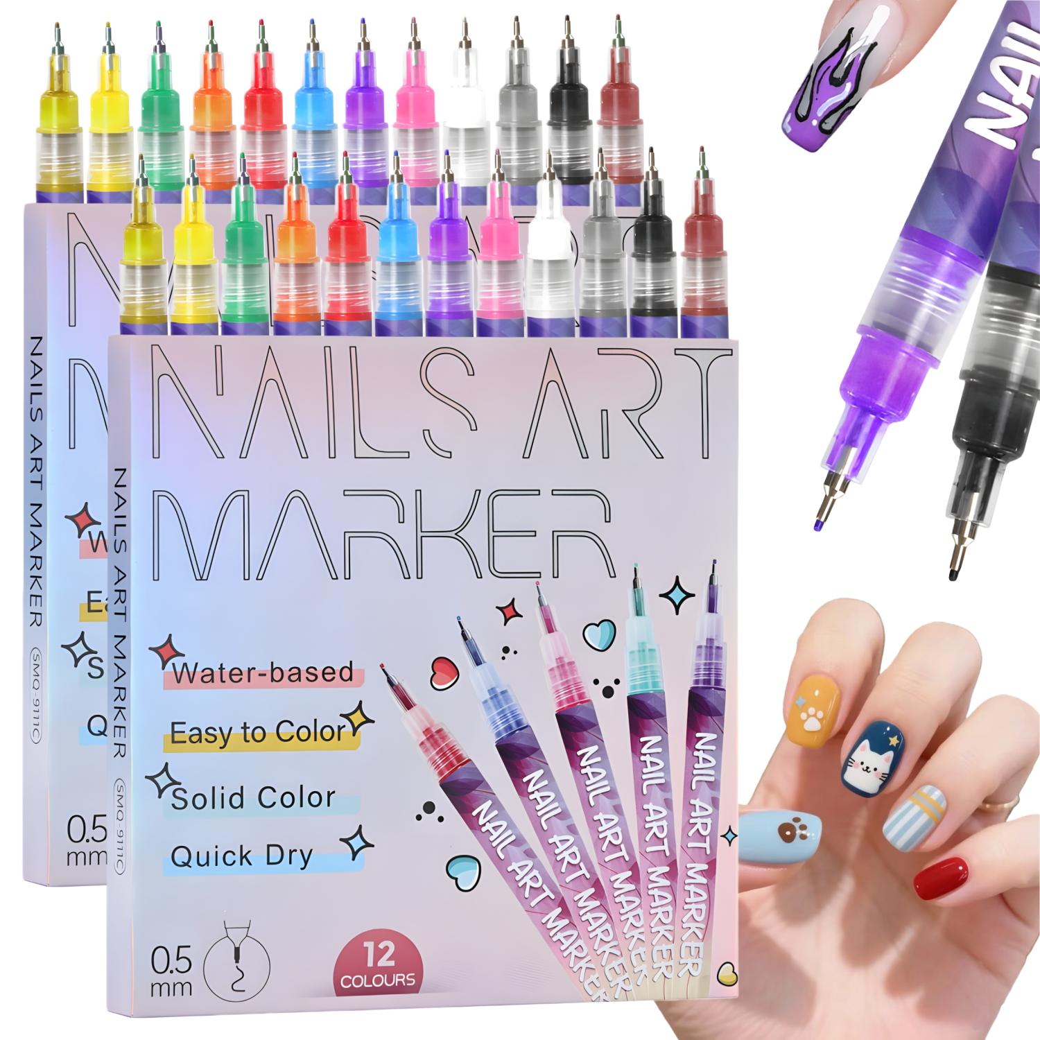12-Color 3D Nail Art Pen Set, 0.5mm Fine Tip, Dotting Drawing Liner Brush, Ideal for DIY Nail Art and Manicure Decoration 12-Color 3D Nail Art Pen Set, 0.5mm Fine Tip, Dotting Drawing Liner Brush, Ideal for DIY Nail Art and Manicure Decoration