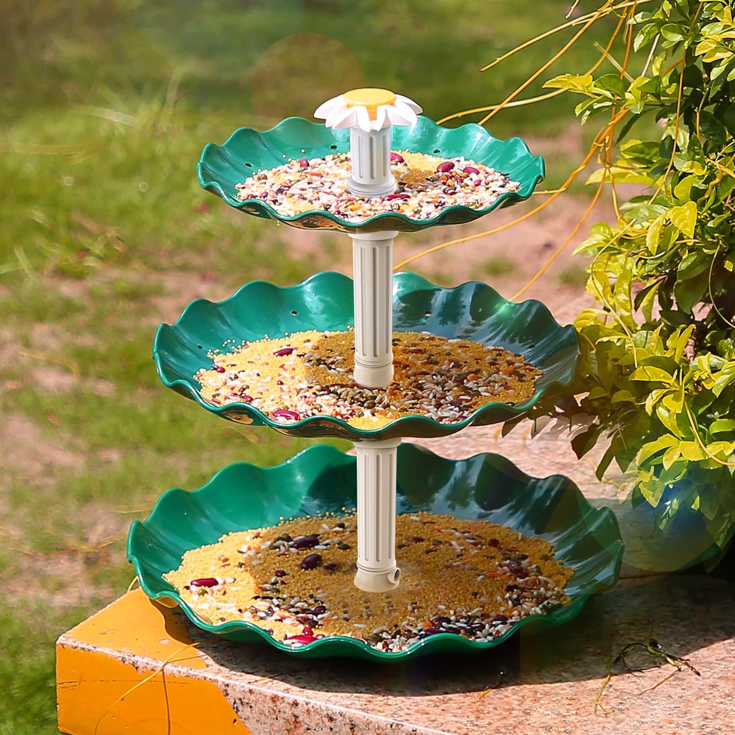 AISITIN DIY Solar Bird Bath Fountain, 3 Tier Bird Bath with 3.5W Solar Water Fountain, Solar Powered Fountain Pump for Bird Bath, Courtyard, Outdoor, Garden Decoration.