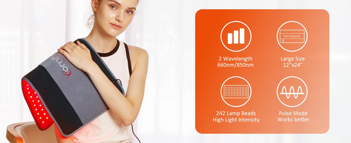 24’’ x 12’’ Large 32W In-frared Light Pad for Body with 242 660nm & 850nm LED Beads and Timer