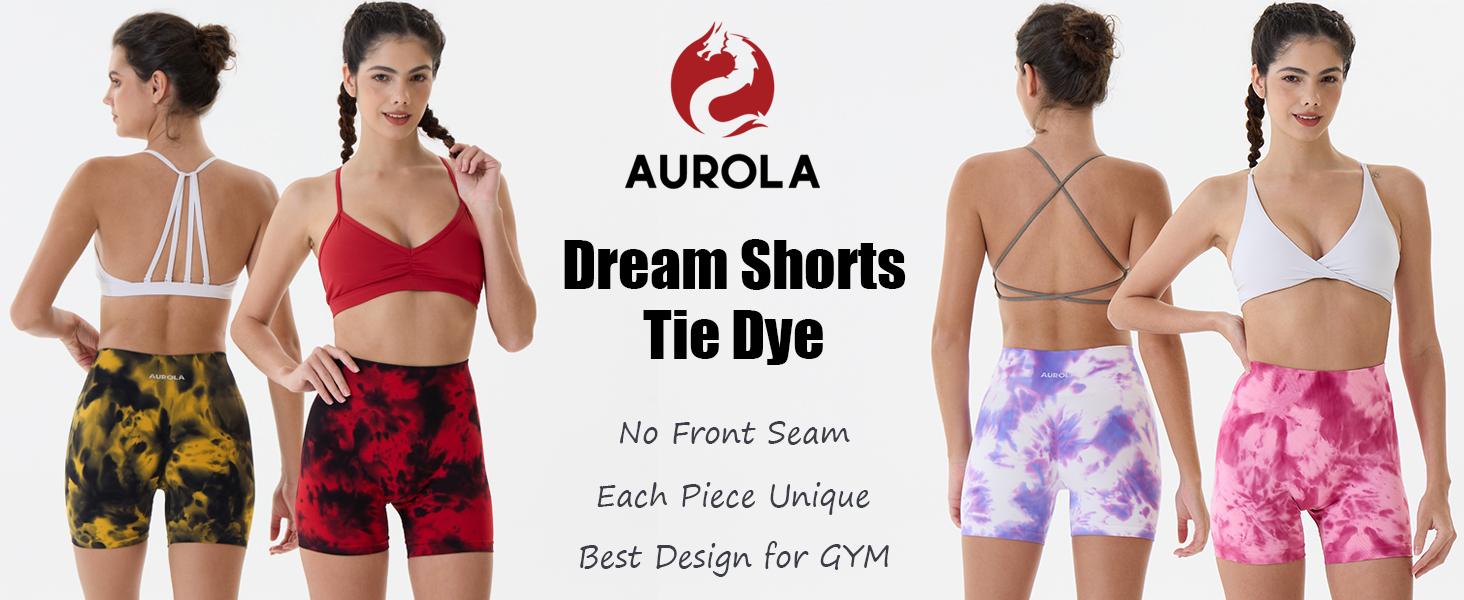 AUROLA Dream Tie Dye Workout Shorts for Women,Seamless Soft Smooth Gym Yoga Scrunch Active Shorts AUROLA Dream Tie Dye Workout Shorts for Women,Seamless Soft Smooth Gym Yoga Scrunch Active Shorts