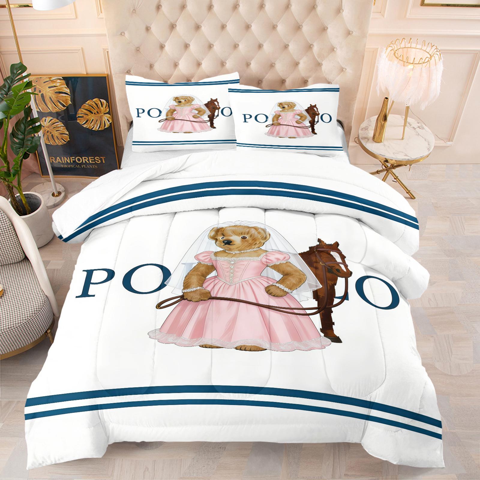 Bear Pattern Comforter Set Quilt, Soft And Durable Bedding Set, Includes 1 Comforter And 1 Or 2 Pillowcases, Daily Holiday Birthday Gift Bedroom Decoration For Children And Adults