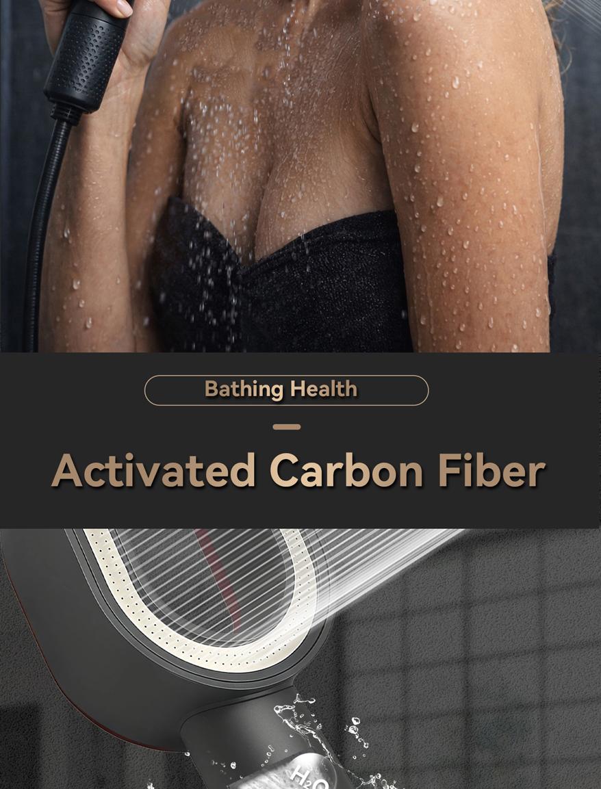 High Efficiency Handheld Shower Head with ACF Filter, Removes 99% of Chlorine & Rust, Softens Hard Water, ABS + Stainless Steel, High Pressure Boosting, Universal Fit, Tool-Free Installation