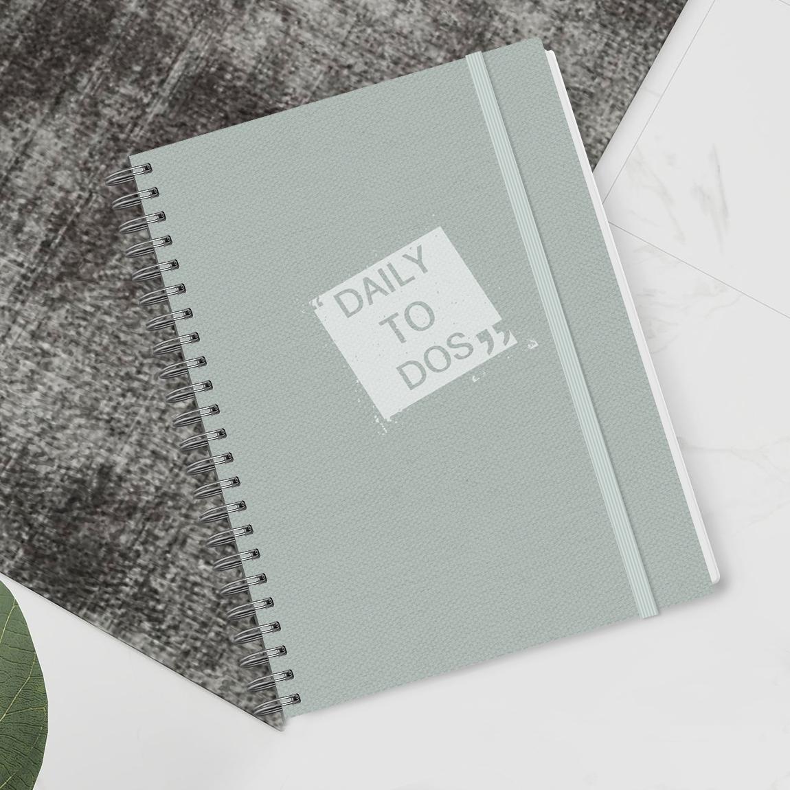 A5 Daily Planner Notebook, Spiral Coil Journal, Portable Elastic Band Schedule Manager, Task List Goal Tracker, Simple Office Study Memo Book