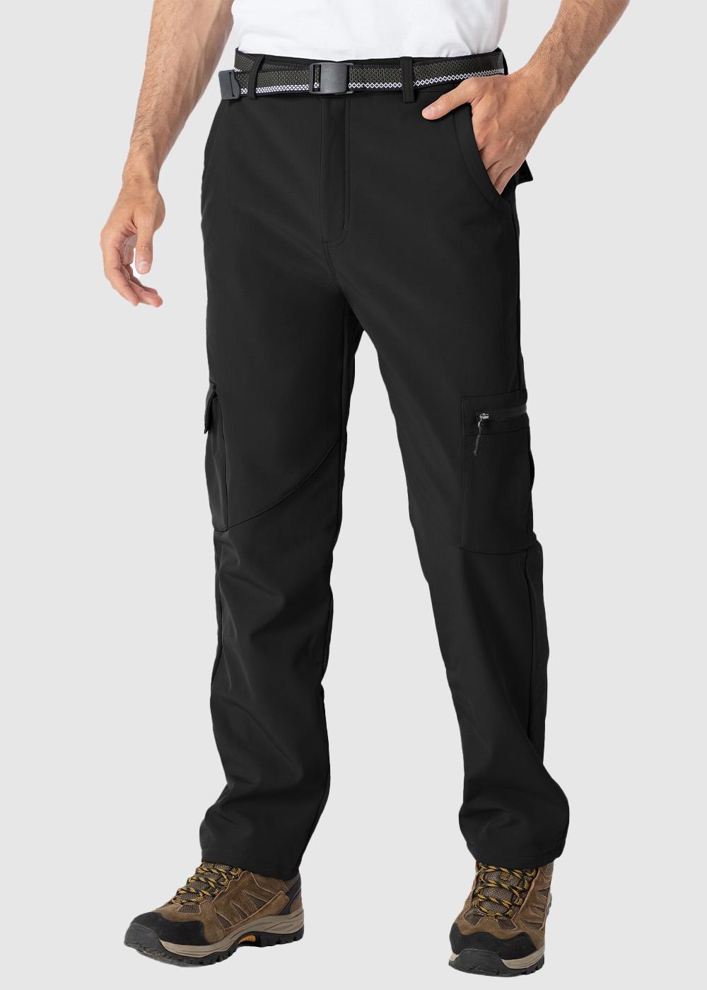 TBMPOY Men's Cargo Hiking Pants Fleece Lined Waterproof Windproof Snow Ski Insulated Pant with 6 Pockets