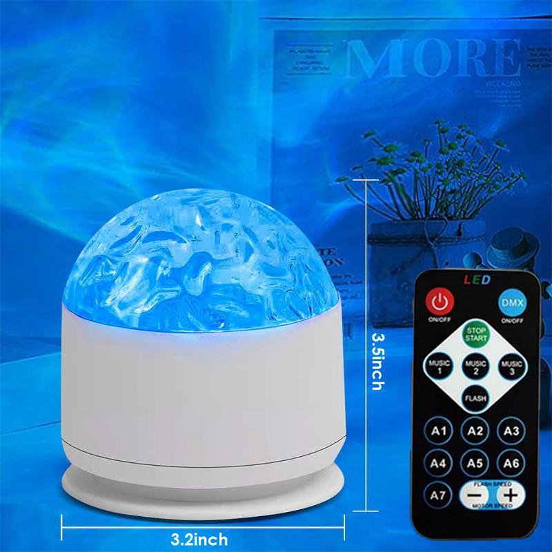 HIRO 16 Color change along with the rhythm of the music，2 Scene - Ocean Wave & 3D Water Ripple Projector Light，Star Projector with Remote Control for Bedroom Decoration, Party,Star Night Light Romantic Mood Lighting Effects Christmas gift Rgb Colorful Led