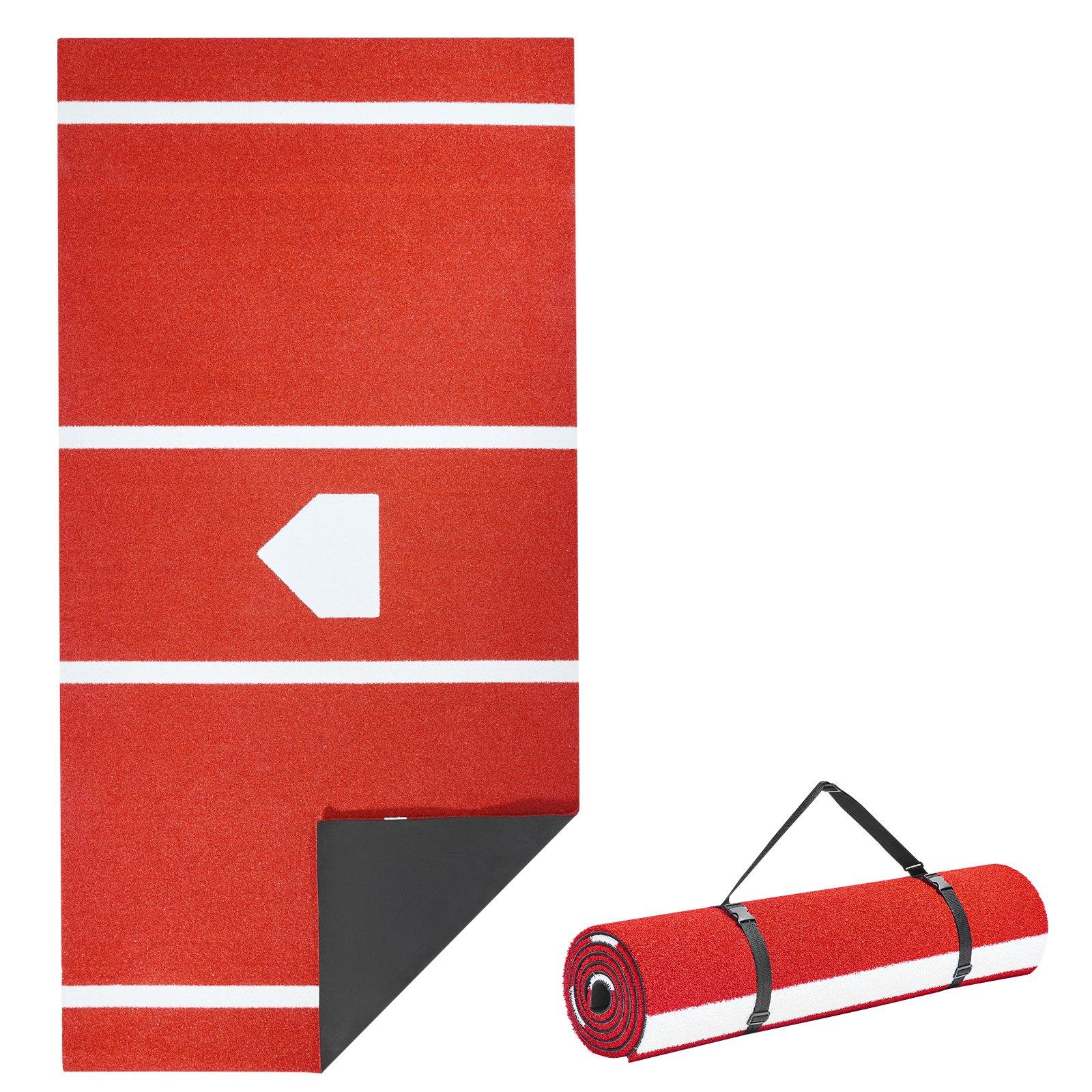 fathersdaygift VEVOR Baseball Hitting Mat, 10x3.8 ft Batting Cage Mat, Batters Box Turf Mats, Softball Batting Practice Equipment with Home Plate and Anti Fade Turf, Portable Training Aid for Indoor Outdoor, Red