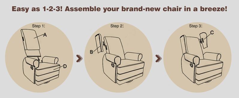 RoyalCraft Swivel Recliner Chair with Adjustable Back and Footrest, Upholstered Glider Rocker with  Pillow, Accent Armchairs with Carbon Steel Base,Comfy Nursery Rocking Chair for Living Room, Bedroom