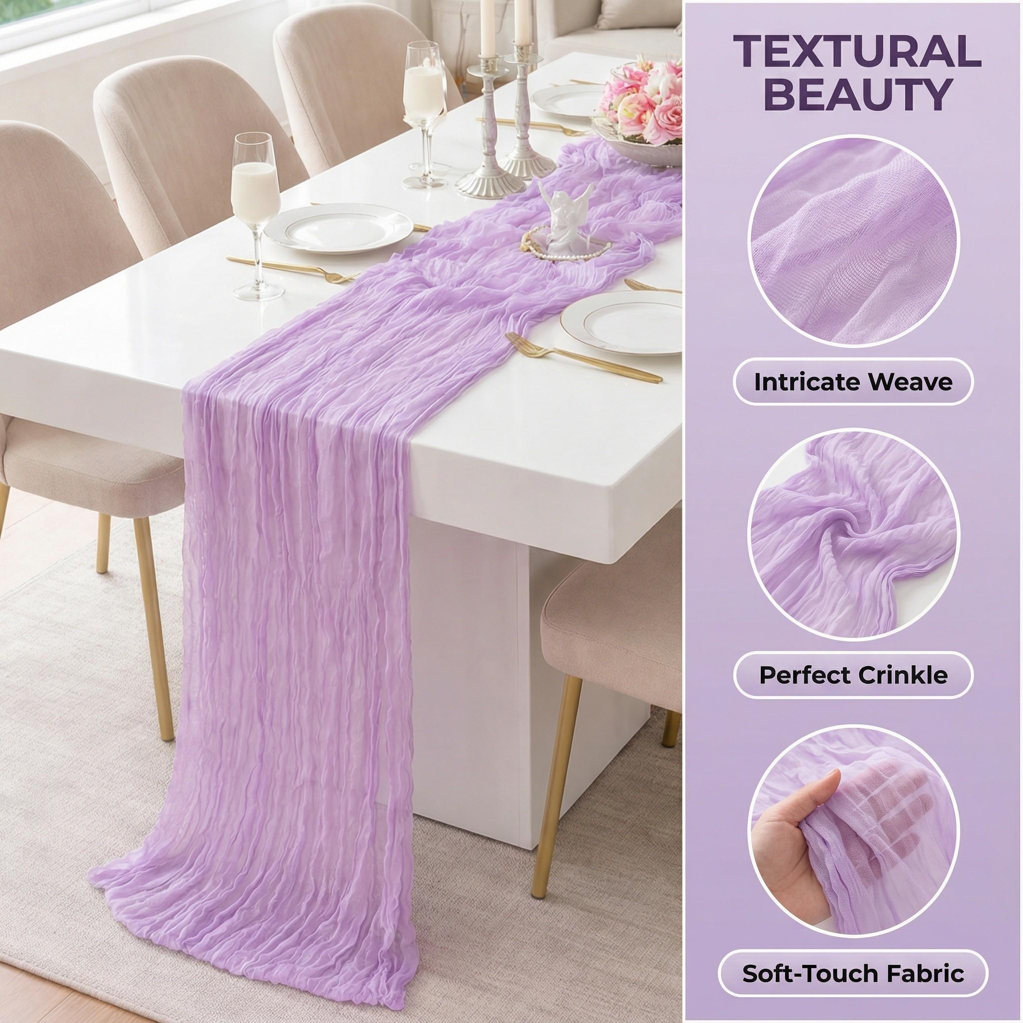 1/6/10pcs Purple Table Runner Bohemian Country-Style Table Runner, Suitable for Weddings, Baby Baptism Parties and Holiday Decorations