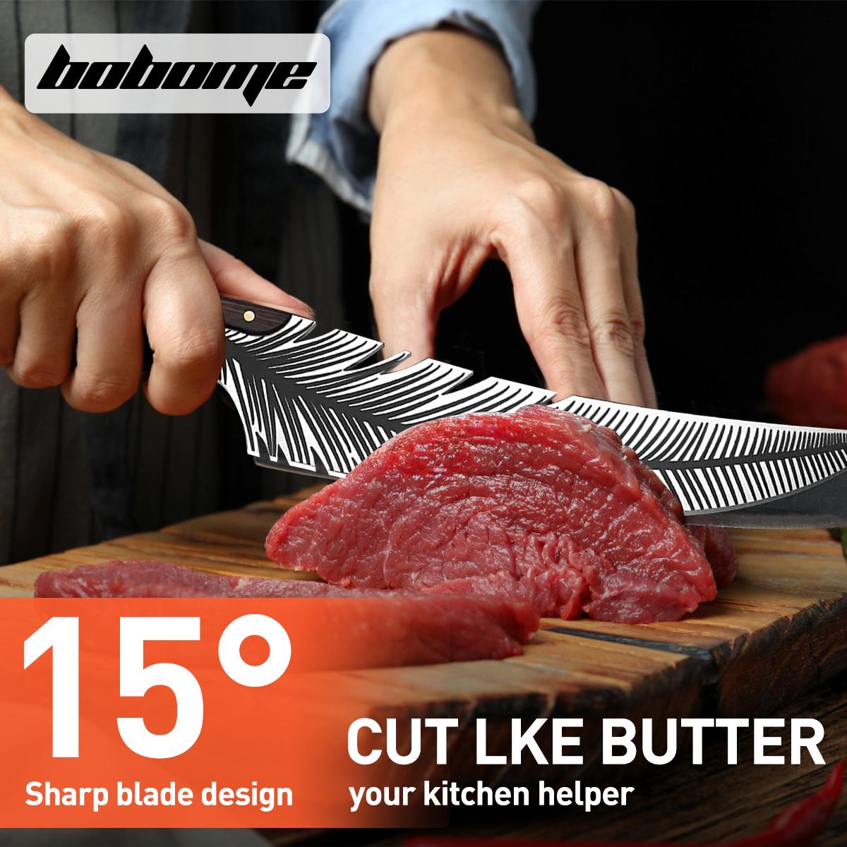 Japan Knife Feather Knife Hand Forged Viking Knife High Carbon Steel 8.3 Inches Blade Length - Wooden