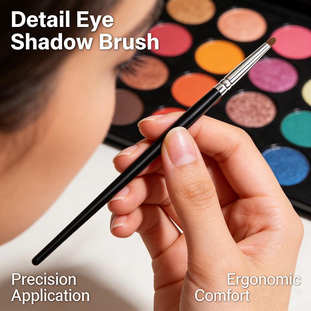 Detail Eye Shadow Brush, Makeup Brush for Smudge Eyeliner, Horse Hair Round Head, Precise Eyeshadow Makeup Tool, 1pcs