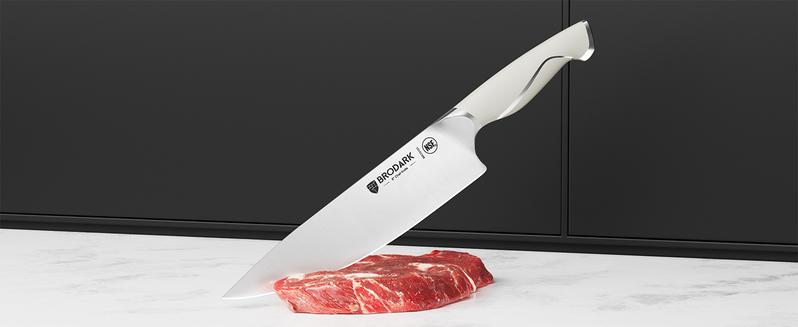 BRODARK Kitchen Knife Sets with Block and Built-in Sharpener, 15 Pcs Full Tang Professional Chef Knife Set, NSF Certified Food Grade Stainless Steel Cutlery Set, Ivory Series Outdoorfun