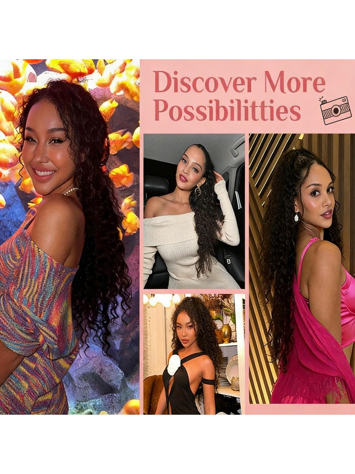 African Braided Hair Extension, Long Curly Corn Silk Ponytail, 12 Strand Screw Roll Messy Dreadlocks, Suitable for Daily Wear