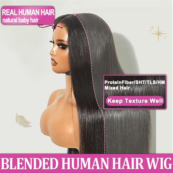 Glueless Wig 5x5 Human Hair Wigs 200% Density 13x4 Bone Straight Lace Front Wigs Blended Hair HD Transparent Pre Cut Lace Closure Wig Brazilian Hair Easy To Go No Glue Need Natural Black Color