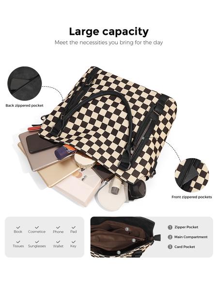 Plaid Retro Handbag Large Capacity Bag Set Fashion Crossbody Commuter Shoulder Bag, Stylish and Versatile Design,Christmas Gift,25 fall&winter