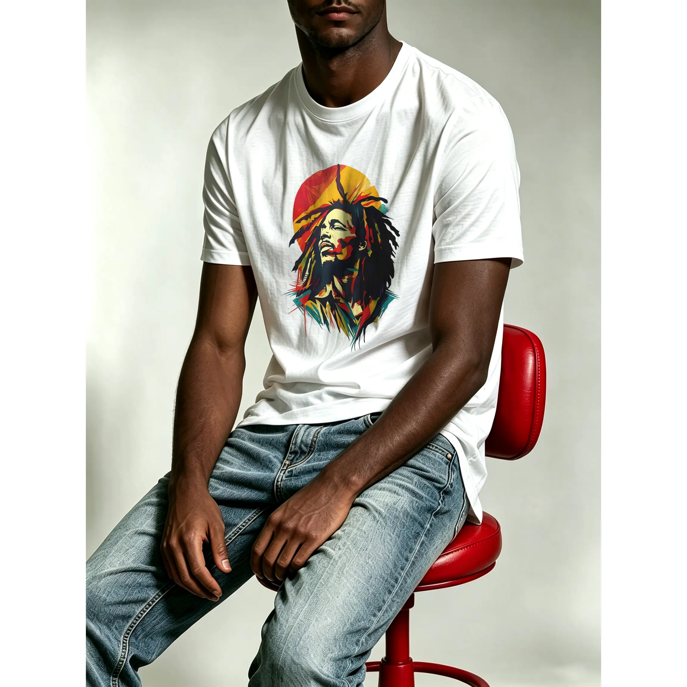 Unisex Reggae Theme Graphic Tshirt - Round Neck Short Sleeve Soft Fabric Black Loose Streetwear Sports Top, Menswear Casual Wear Gift for Music Lovers (All Sizes)