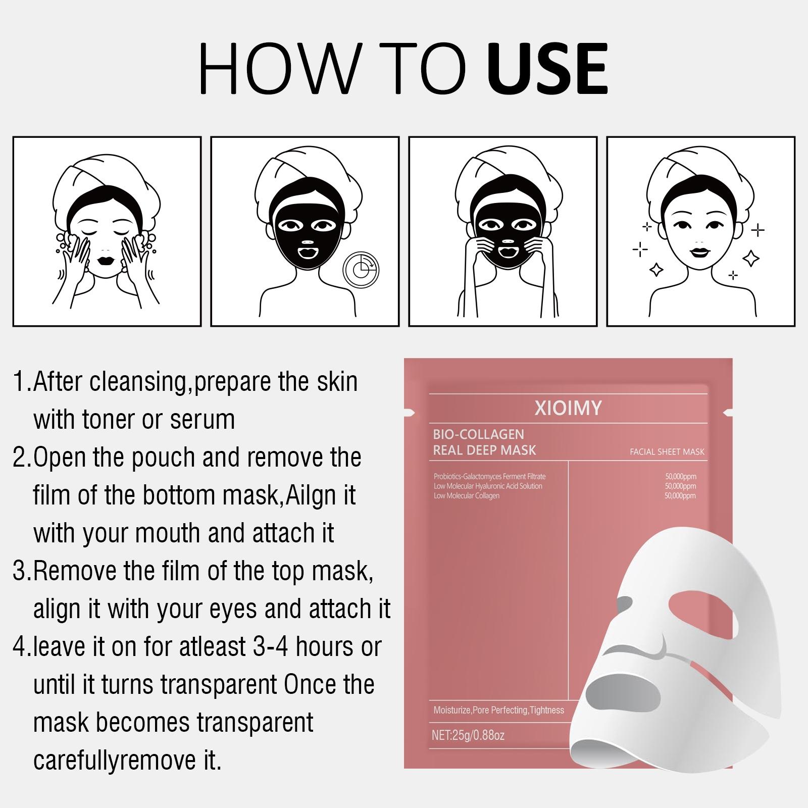 20pcs Bio Collagen Intense Hydration Mask, Deep Moisturizing & Brightening, Rich in Hyaluronic Acid, Nourishes Skin & Anti-Dryness