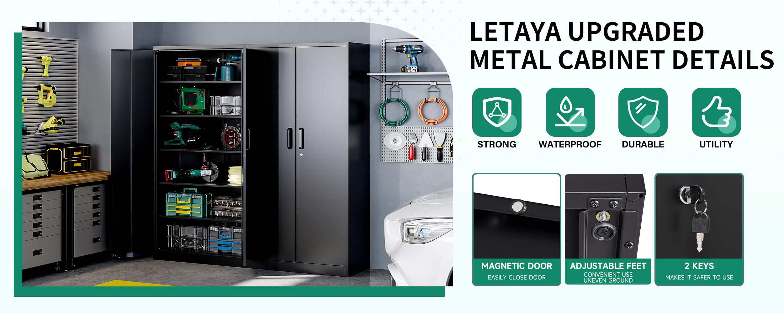 Letaya Metal Storage Cabinets with Lock Door and 5 Adjustable Shelves, Steel Garage Tool Organization Cabinets for Home,Utility Room, Warehouse,Lockers 71" Letaya Metal Storage Cabinets with Lock Door and 5 Adjustable Shelves, Steel Garage Tool Organization Cabinets for Home,Utility Room, Warehouse,Lockers 71"