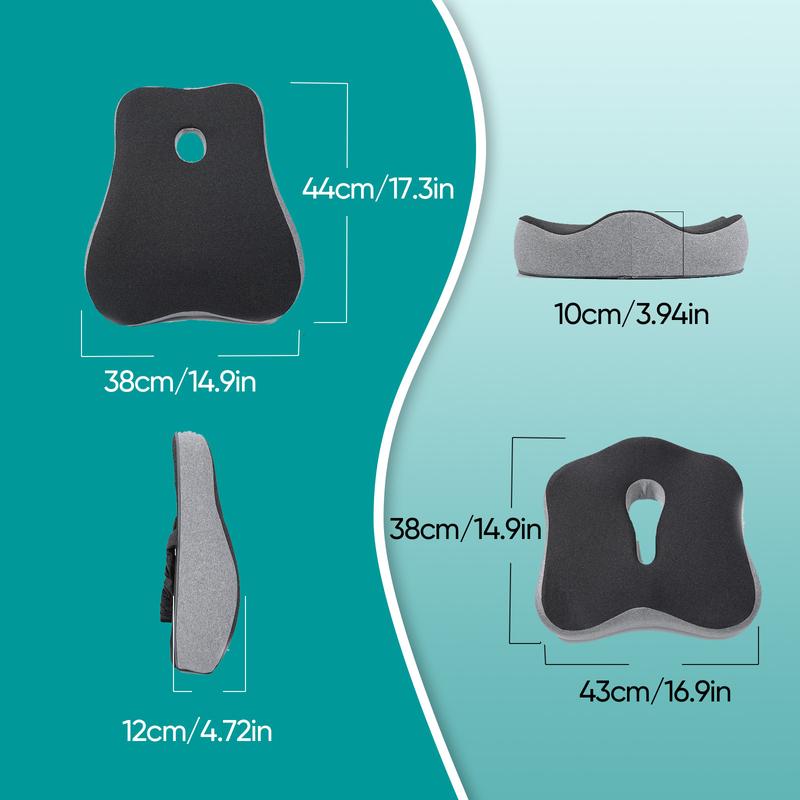Office chair cushion and lumbar pillow, car seat cushion back pillow, memory foam chair lift back lumbar, - gray seat cushion with contour design, the best chair accessories recommended by masters, Seat Back Cushions