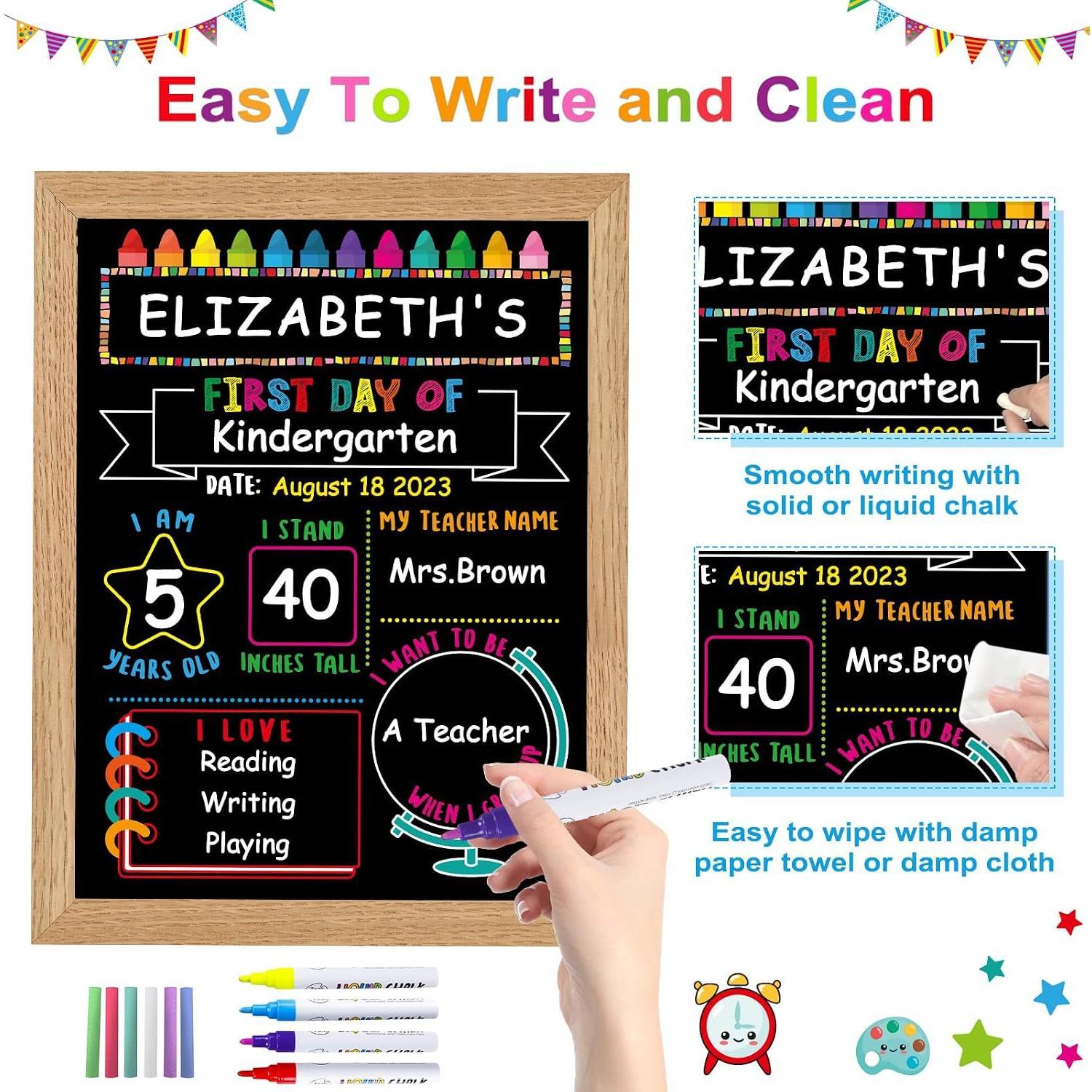 of School Sign Board - 10.3" X 13.2" Double Sided Wooden Frame  of School Chalkboard  -  to School Sign for
