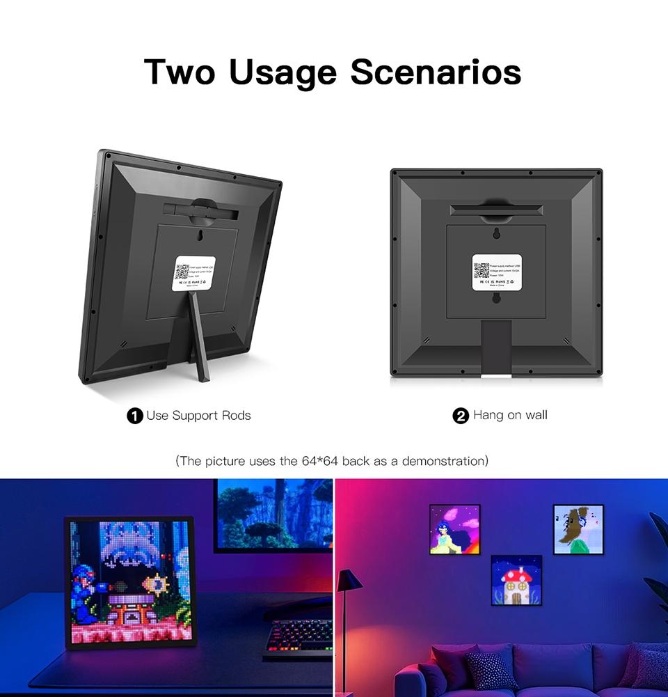 Programmable LED Pixel Matrix Display,DIY Art Animation Screen with App Control,5V for Home/Office Decor Gift Christmas/Birthday