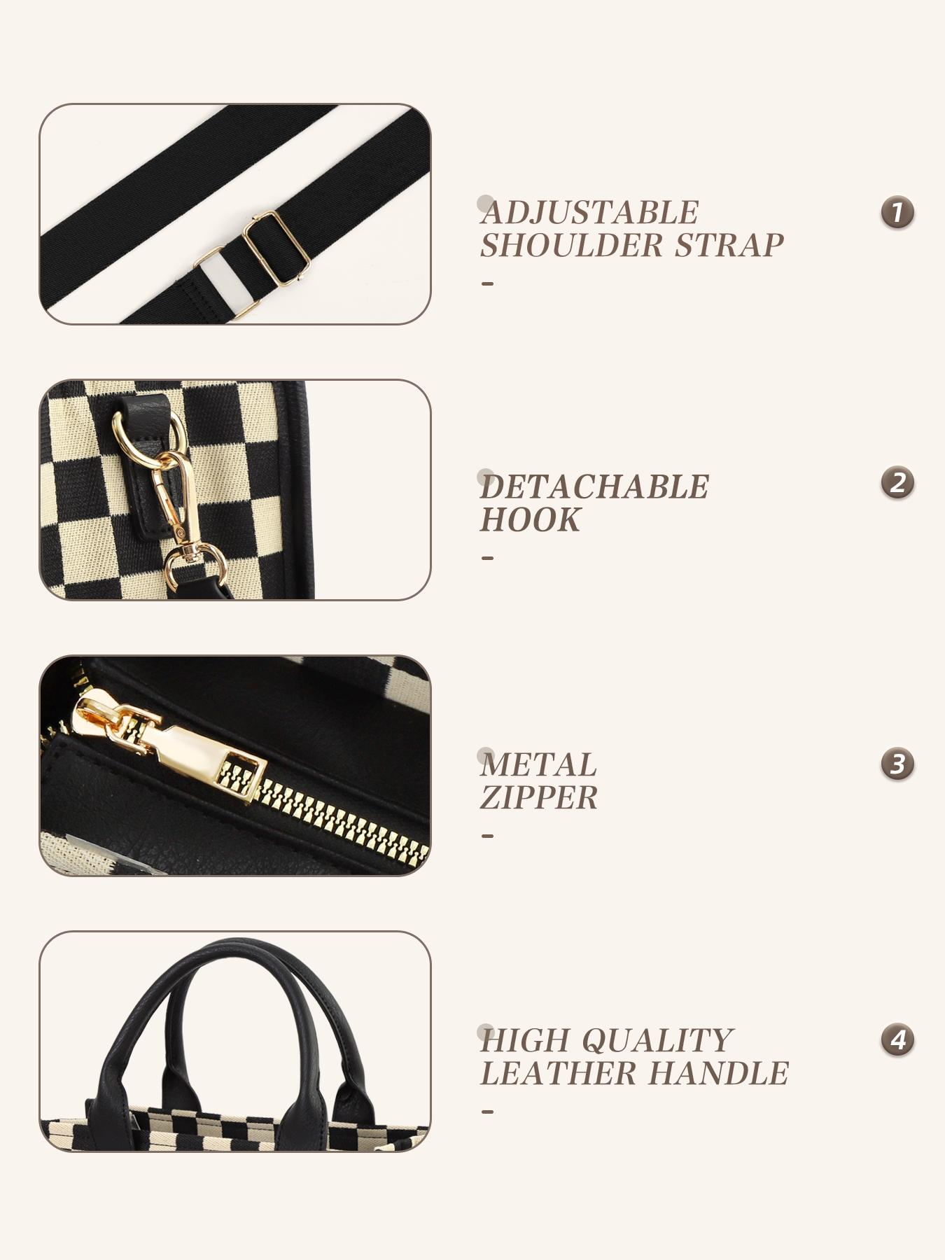 Checkerboard Pattern Tote Bag, Fashionable Canvas Classic Shoulder Bag for Women, Casual Trendy Versatile High-quality Daily Commuting Bag, Girl Fashionable Shopping Bag