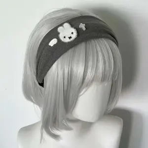 Hot Cartoon Miffy Series Wide-edge Grey Headband Cute Creativity Face Washing Headband Girls Birthday Gift