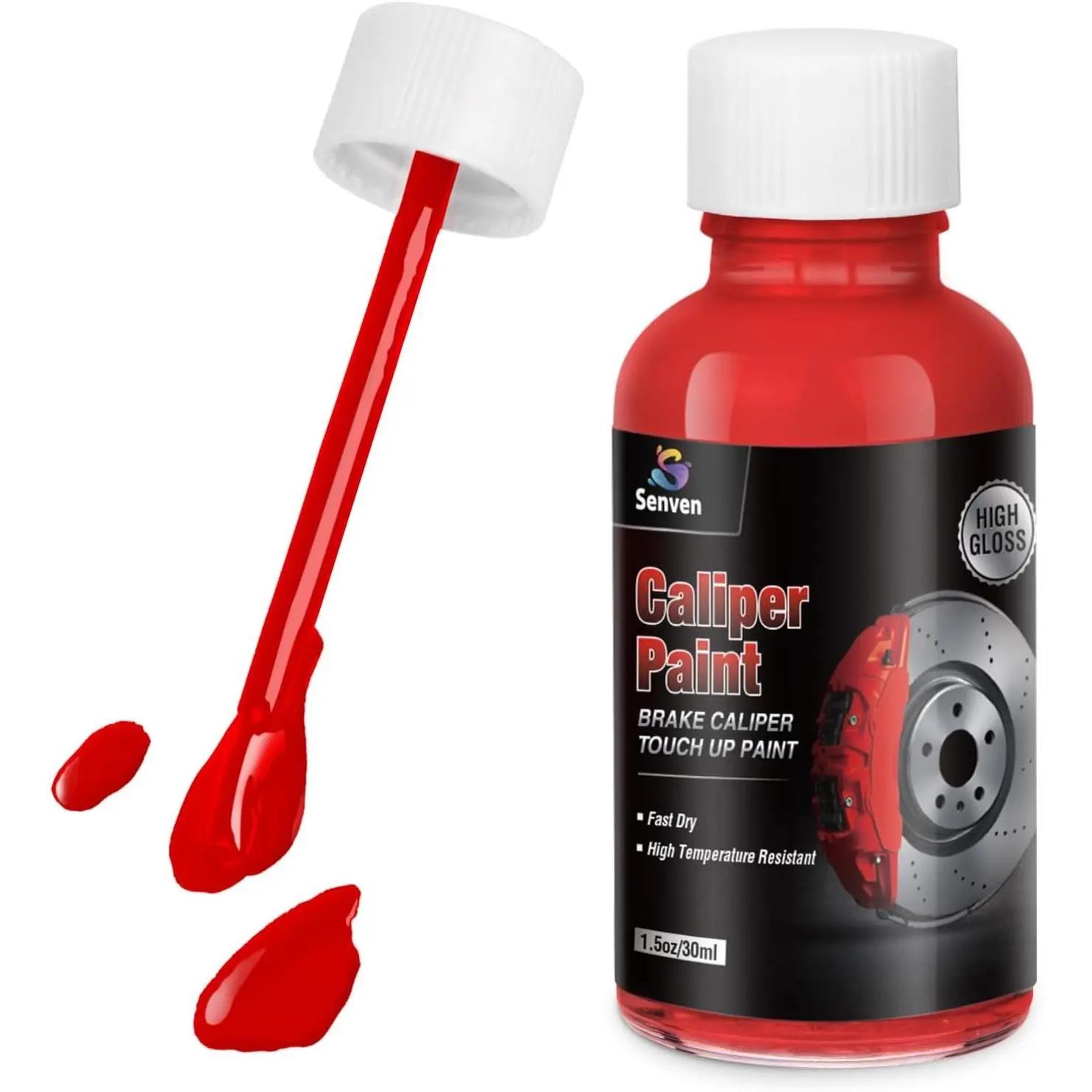 Red Gloss High Temperature Heat Resistant Brake Caliper Touch Up Paint 1.5 oz
