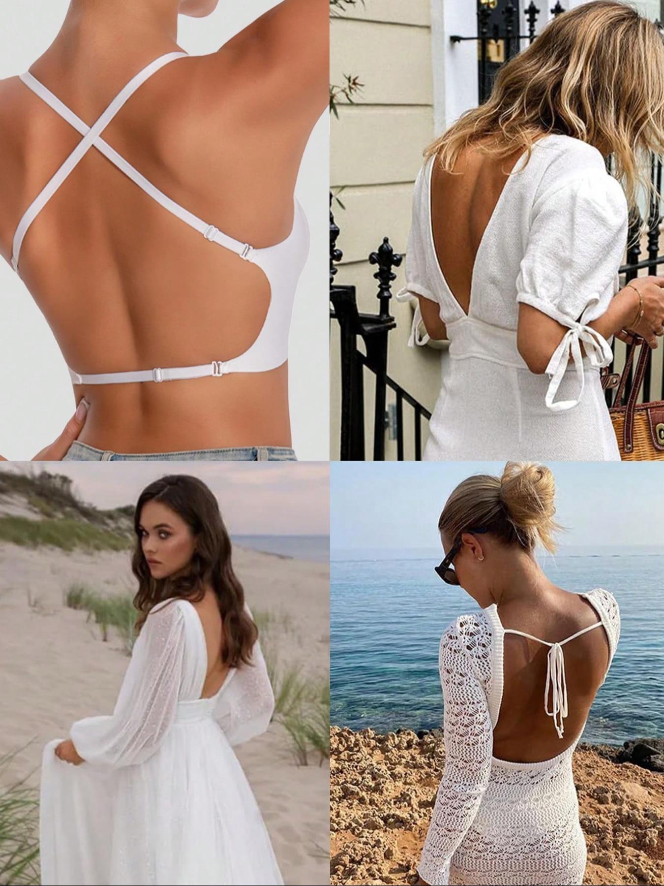 Women's Seamless Backless Bra, Multi-Strap Convertible Strap Wireless Push-Up Basic Underwear Bra, Suitable for Wedding Dresses and Party Gowns