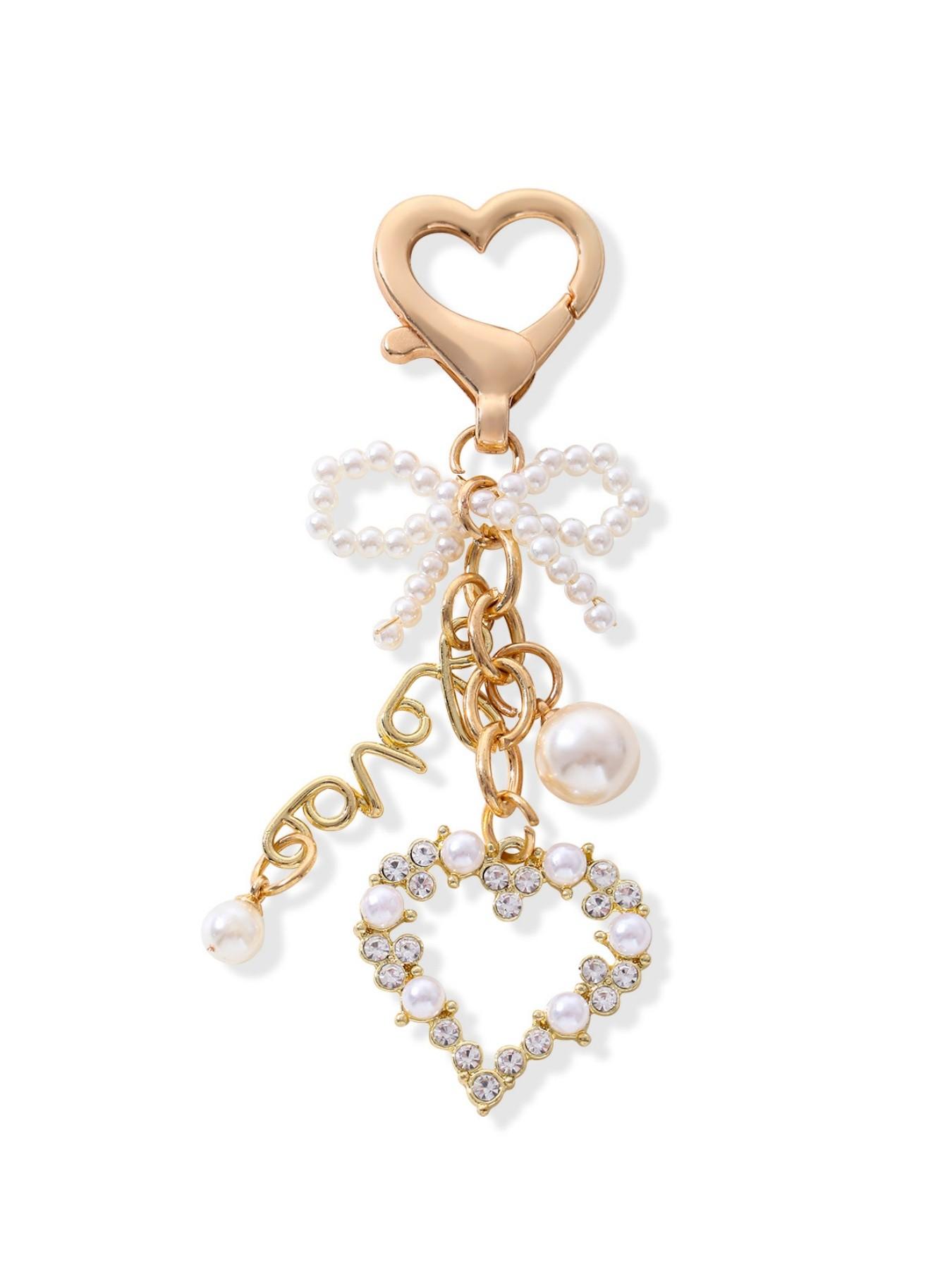 Pearly Butterfly Heart Love Keychain, Romantic Wedding Gift, Sweet and Gentle Style, Car Bag Pendant, Memorial Souvenir