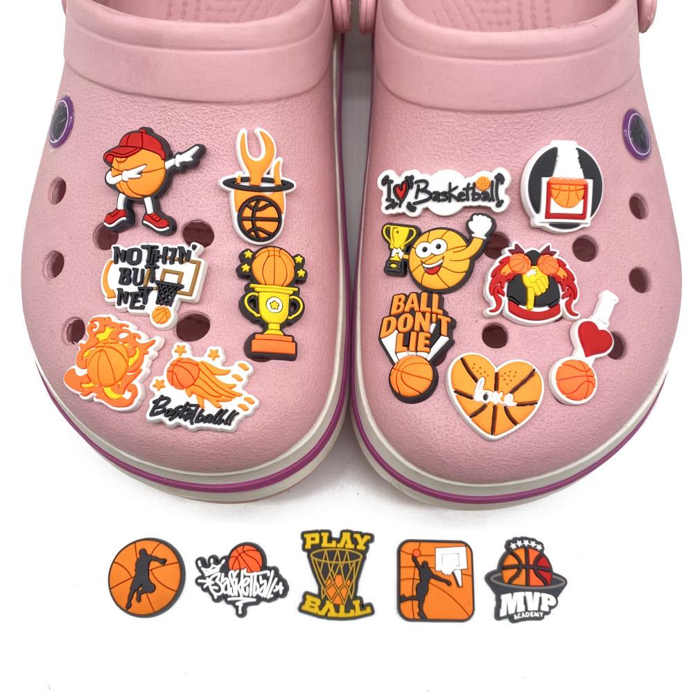18Piece Basketball Series PVC Shoe Charms For Bubble Slides Clogs Sandals,PVC Shoe Decorations Accessories Buckle For Christmas Birthday Gifts
