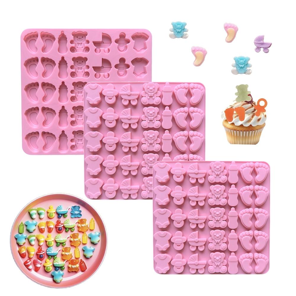 3pcs Creative Silicone Molds Set, DIY Chocolate Candy Baking Tools, Baby Bottle Shape & More, Perfect for Cake Decoration & Desserts
