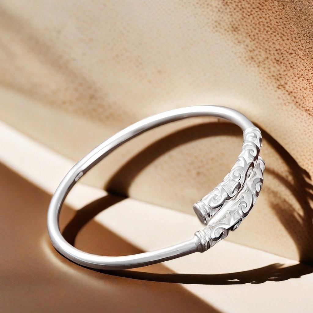 Full Silver s999 bracelet Sterling Silver bracelet Men's open bracelet can be freely adjusted size send boyfriend send dad birthday holiday gift Silver weight 25g /0.88 oz