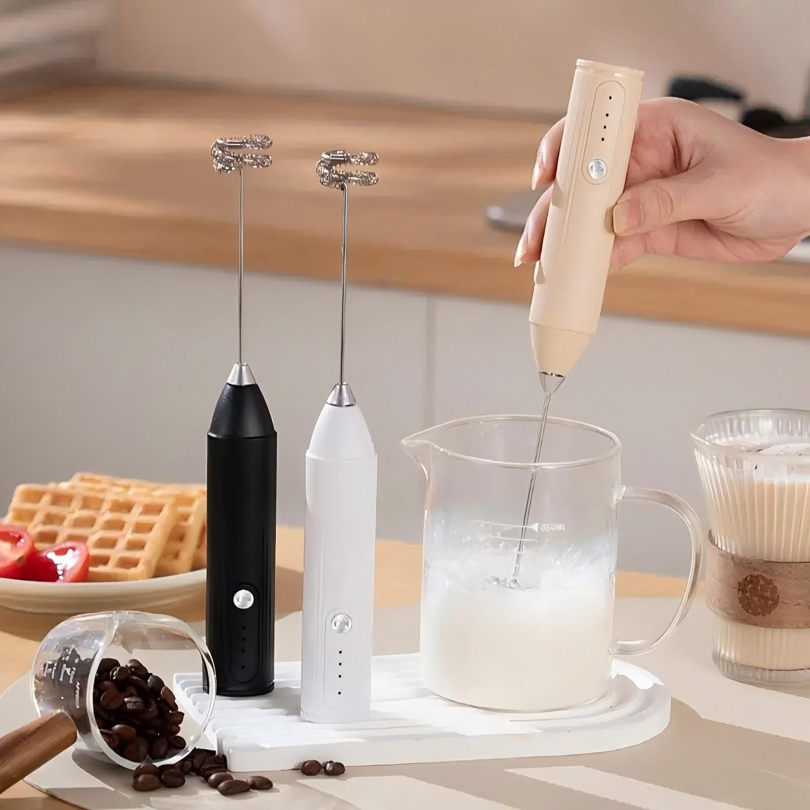 Electric Milk Frother, Handheld Electric Foam Maker, Stainless Steel Whisk Blender, Rechargeable for Coffee, Matcha, Latte, Cappuccino